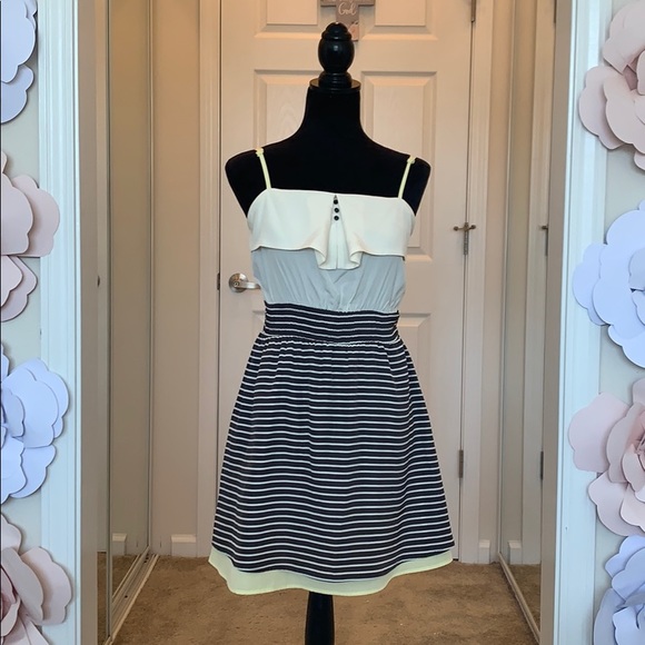 Dresses & Skirts - JOLT Yellow w Black & White Stripes Mini Dress